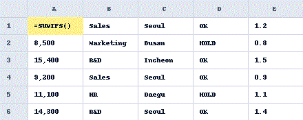 excel sumifs