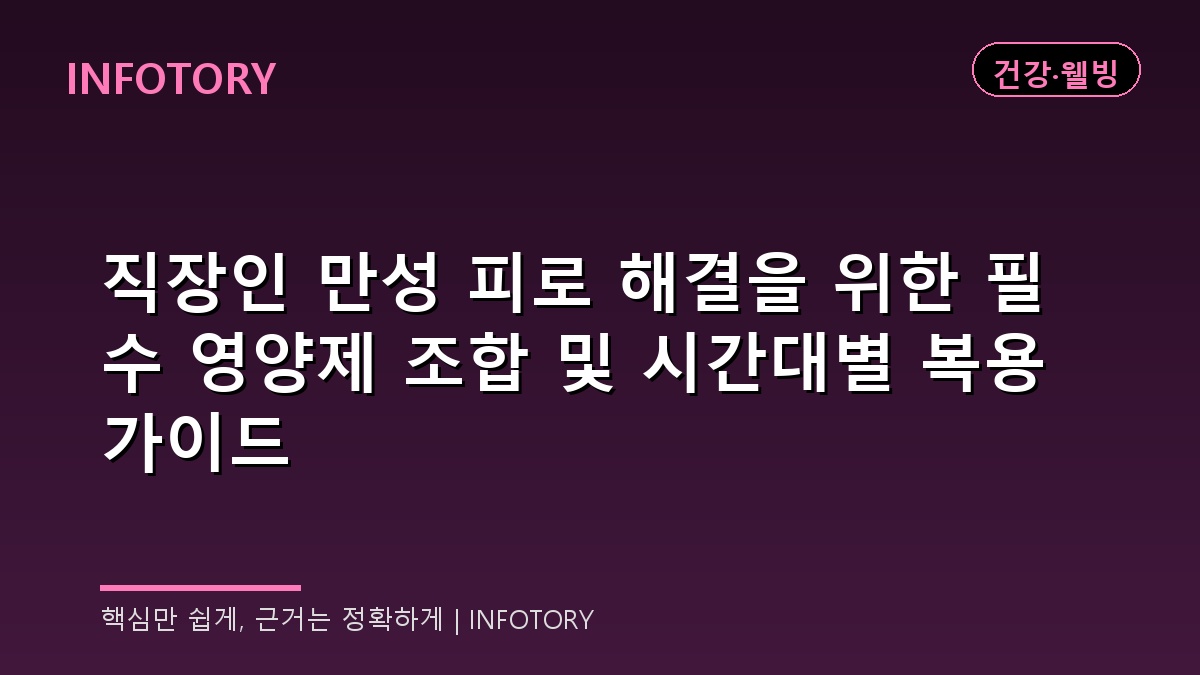 직장인 만성 피로 영양제 조합