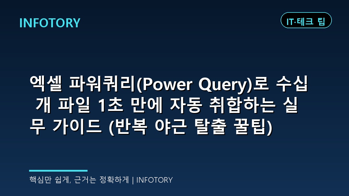 엑셀 파워쿼리(Power Query)로 수십 개 파일 1초 만에 자동 취합하는 실무 가이드 (반복 야근 탈출 꿀팁)
