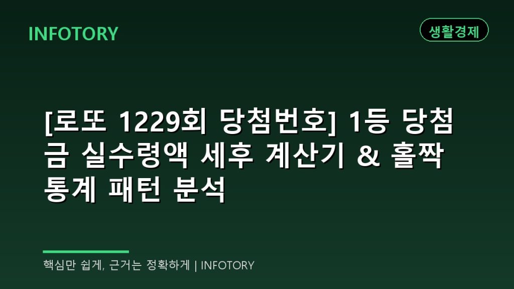 [로또 1229회 당첨번호] 1등 당첨금 실수령액 세후 계산기 & 홀짝 통계 패턴 분석