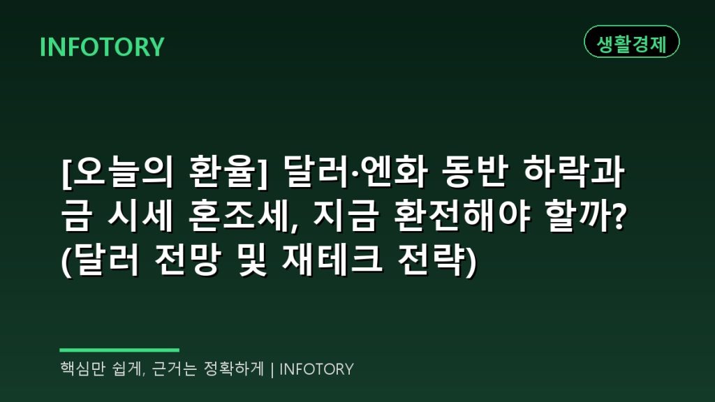 [오늘의 환율] 달러·엔화 동반 하락과 금 시세 혼조세, 지금 환전해야 할까? (달러 전망 및 재테크 전략)