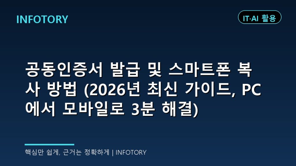 공동인증서 발급 및 스마트폰 복사 방법 (2026년 최신 가이드, PC에서 모바일로 3분 해결)