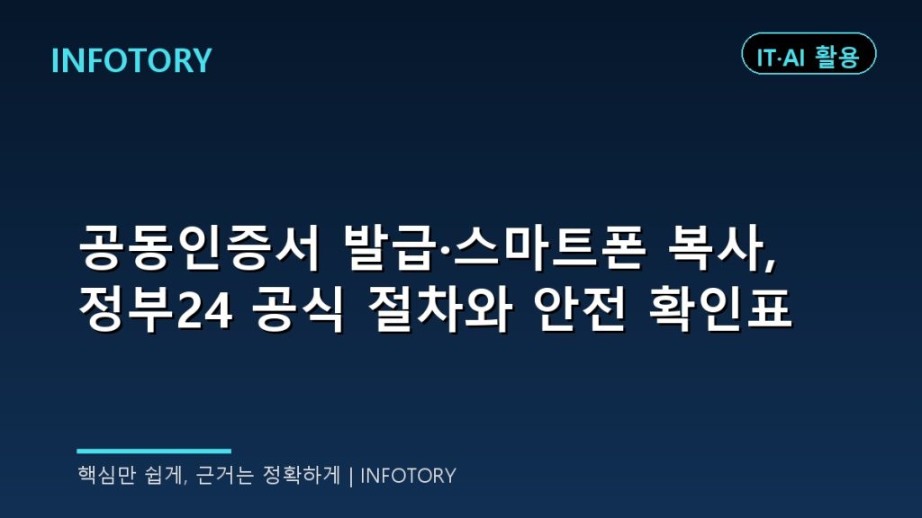 공동인증서 발급·스마트폰 복사, 정부24 공식 절차와 안전 확인표