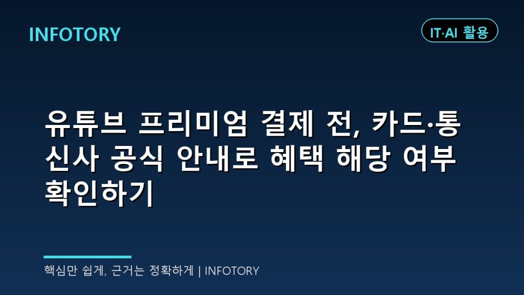 유튜브 프리미엄 결제 전, 카드·통신사 공식 안내로 혜택 해당 여부 확인하기