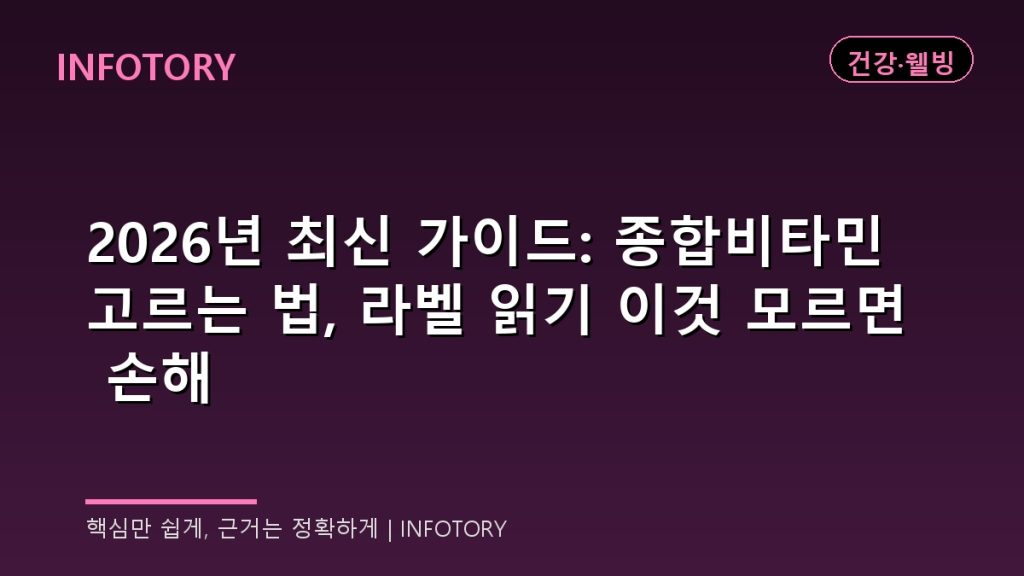 2026년 최신 가이드: 종합비타민 고르는 법, 라벨 읽기 이것 모르면 손해