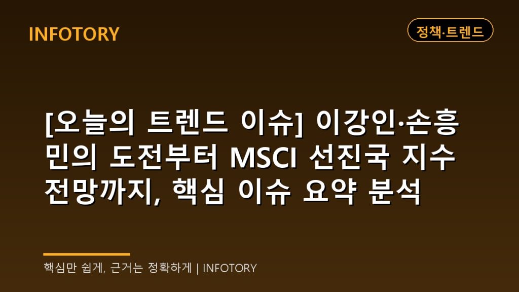 [오늘의 트렌드 이슈] 이강인·손흥민의 도전부터 MSCI 선진국 지수 전망까지, 핵심 이슈 요약 분석