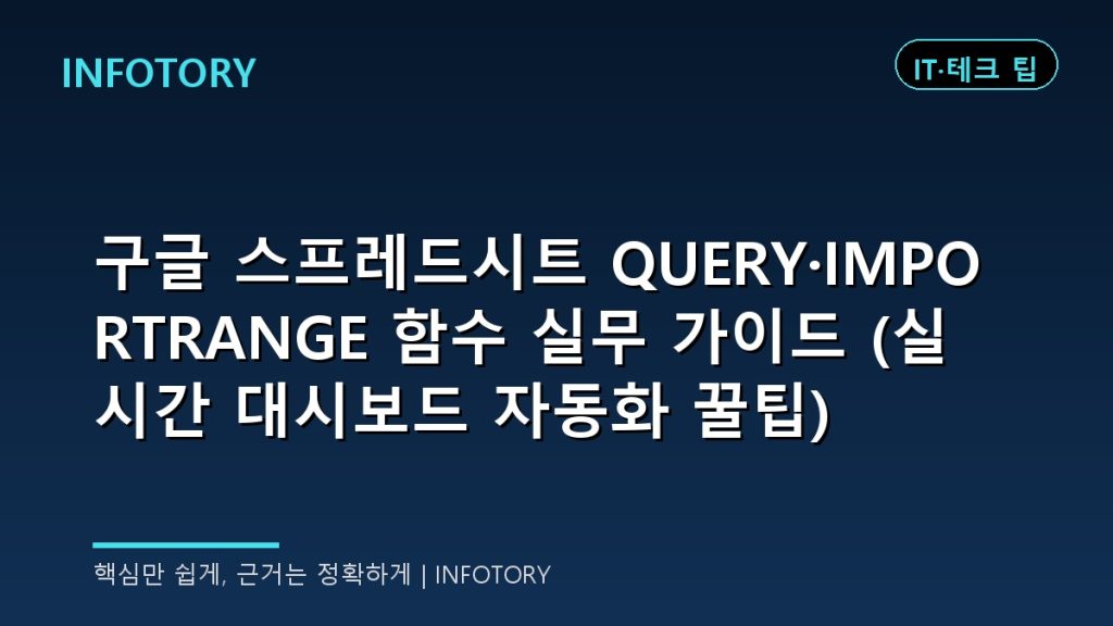 구글 스프레드시트 QUERY·IMPORTRANGE 함수 실무 가이드 (실시간 대시보드 자동화 꿀팁)