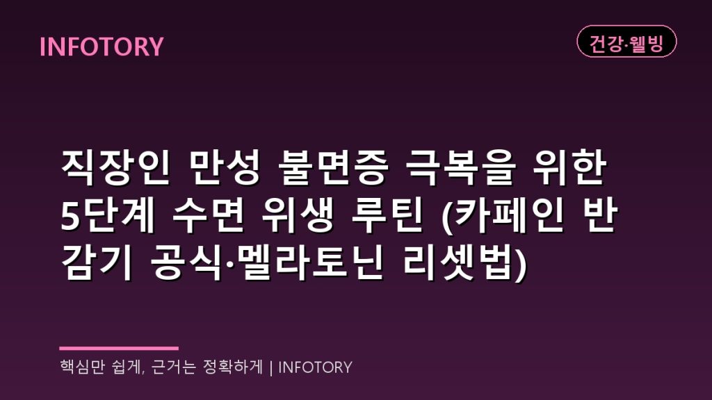 직장인 만성 불면증 극복을 위한 5단계 수면 위생 루틴 (카페인 반감기 공식·멜라토닌 리셋법)