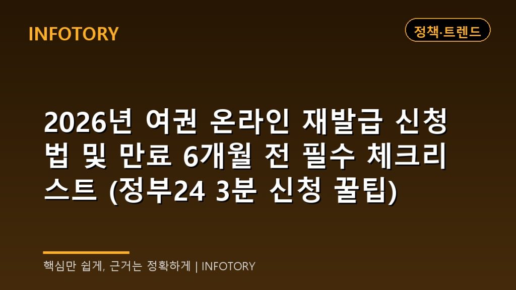 2026년 여권 온라인 재발급 신청법 및 만료 6개월 전 필수 체크리스트 (정부24 3분 신청 꿀팁)