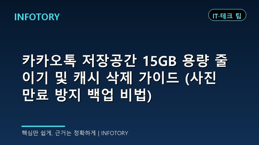 카카오톡 저장공간 15GB 용량 줄이기 및 캐시 삭제 가이드 (사진 만료 방지 백업 비법)