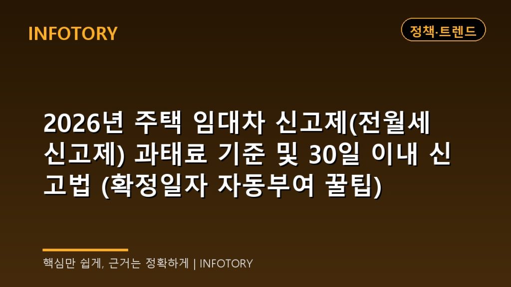 2026년 주택 임대차 신고제(전월세 신고제) 과태료 기준 및 30일 이내 신고법 (확정일자 자동부여 꿀팁)