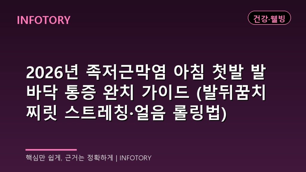 2026년 족저근막염 아침 첫발 발바닥 통증 완치 가이드 (발뒤꿈치 찌릿 스트레칭·얼음 롤링법)