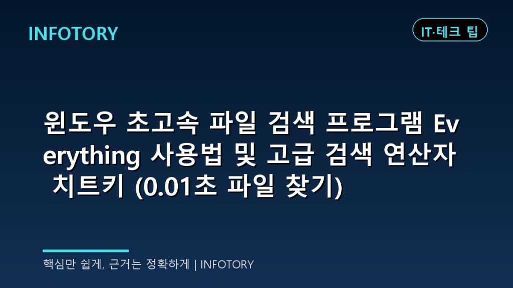 윈도우 초고속 파일 검색 프로그램 Everything 사용법 및 고급 검색 연산자 치트키 (0.01초 파일 찾기)